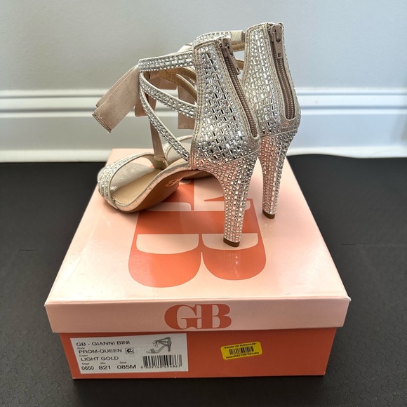 Gianni Bini Prom Queen Rhinestone Heels- Champagne/Light Gold Wedding Heels - Picture 5 of 8
